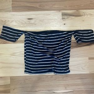 Forever 21 Blue and White Off the Shoulder Tube Top Size: M